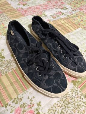 Coach Black Signature Canvas Low-Top Lace-Up Sneakers